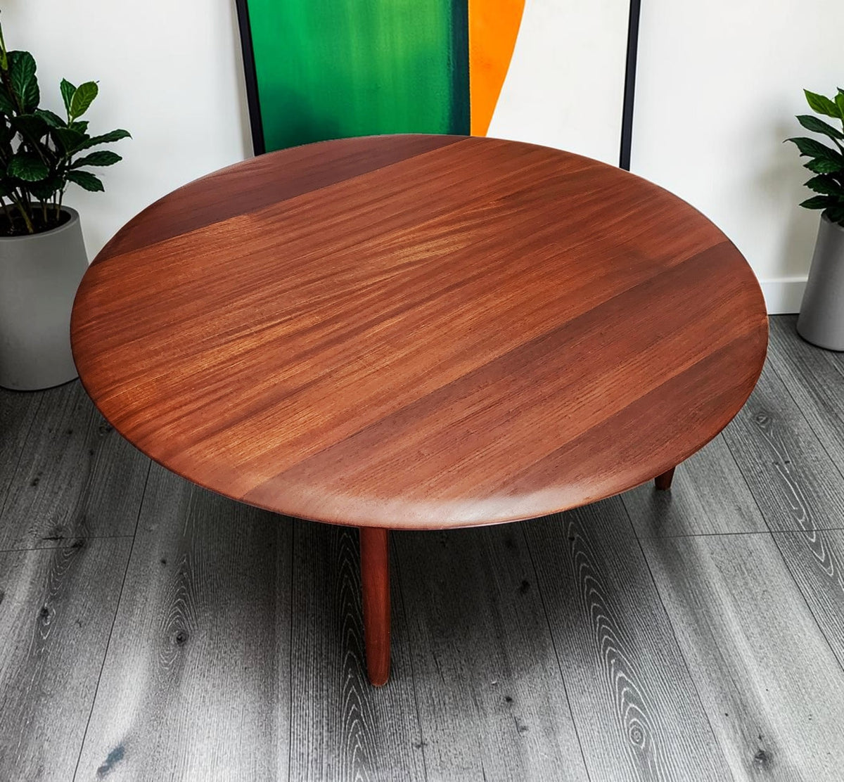 REFINISHED MCM SOLID Teak Coffee Table Round by Imperial D 39