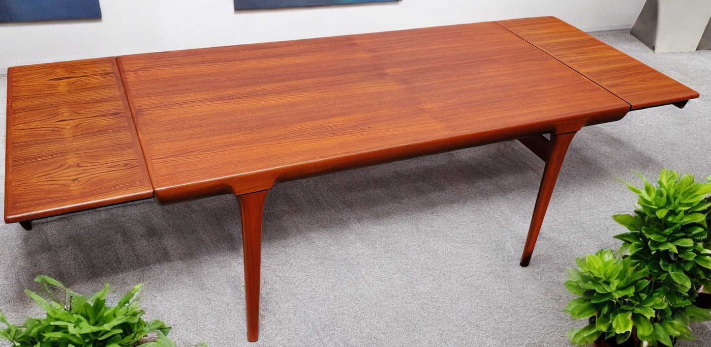 REFINISHED Danish MCM Teak Extension Table by Ib Kofod-Larsen for Faarup 68"- 96"