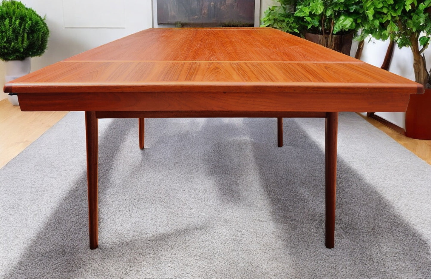 REFINISHED Danish MCM Teak Extension Table by Ib Kofod-Larsen for Faarup 68"- 96"