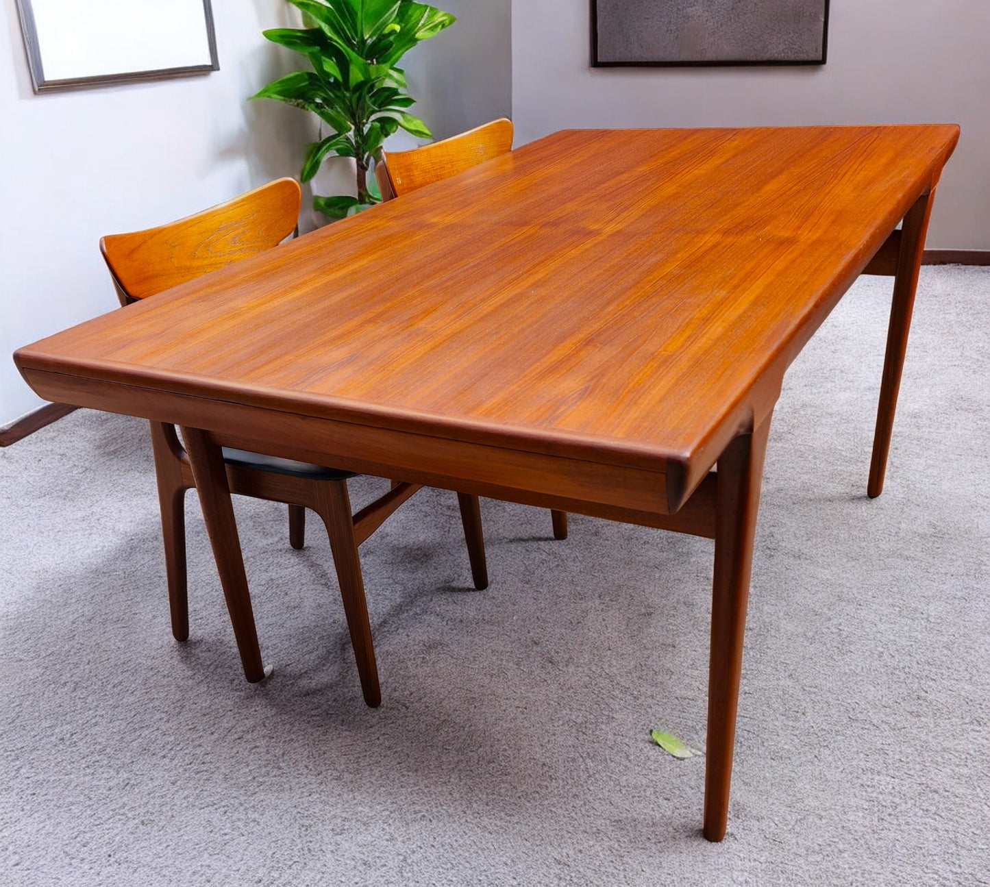 REFINISHED Danish MCM Teak Extension Table by Ib Kofod-Larsen for Faarup 68"- 96"