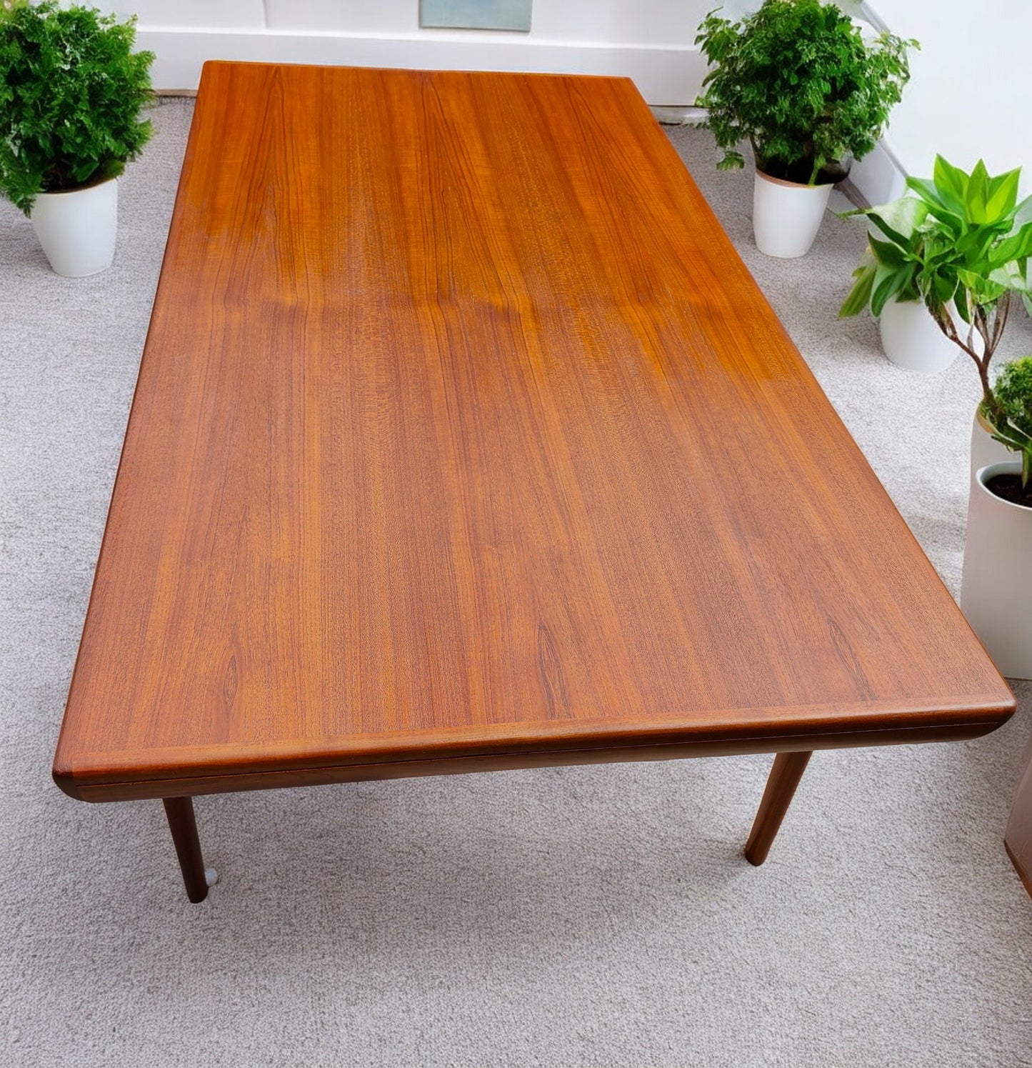REFINISHED Danish MCM Teak Extension Table by Ib Kofod-Larsen for Faarup 68"- 96"