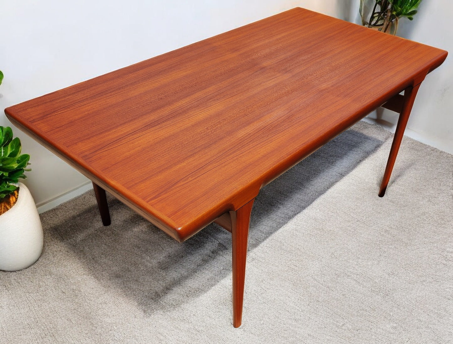 REFINISHED Danish MCM Teak Extension Table by Ib Kofod-Larsen for Faarup 68"- 96"