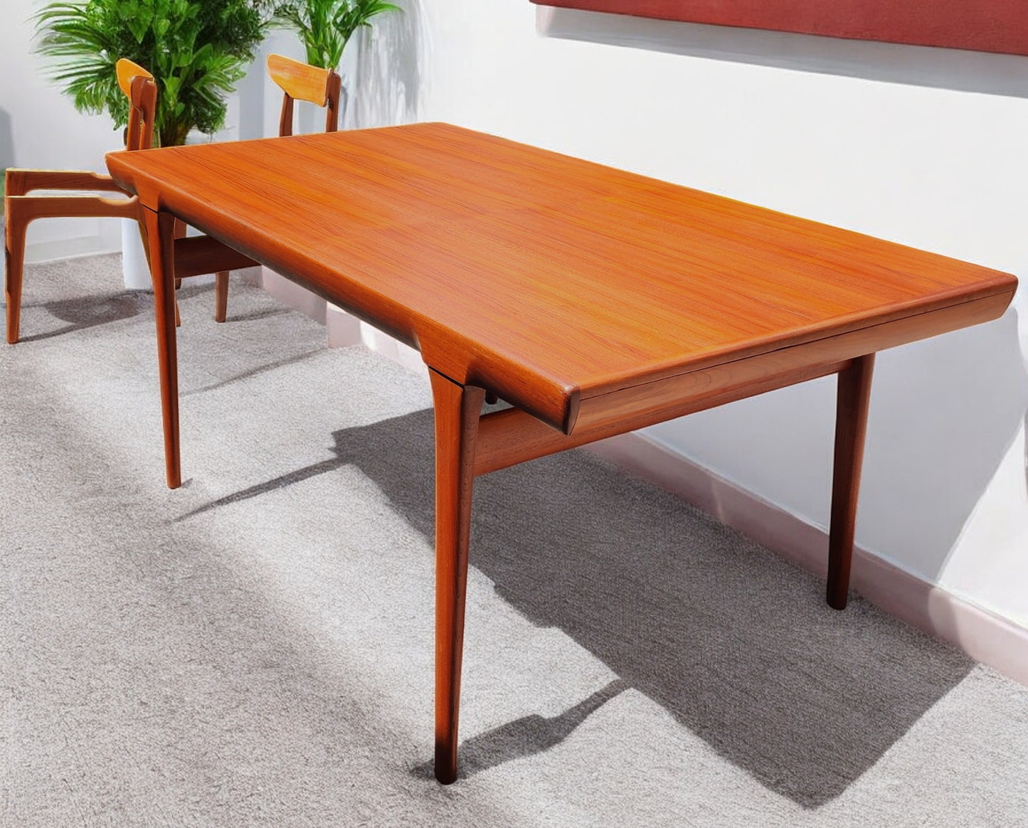 REFINISHED Danish MCM Teak Extension Table by Ib Kofod-Larsen for Faarup 68"- 96"