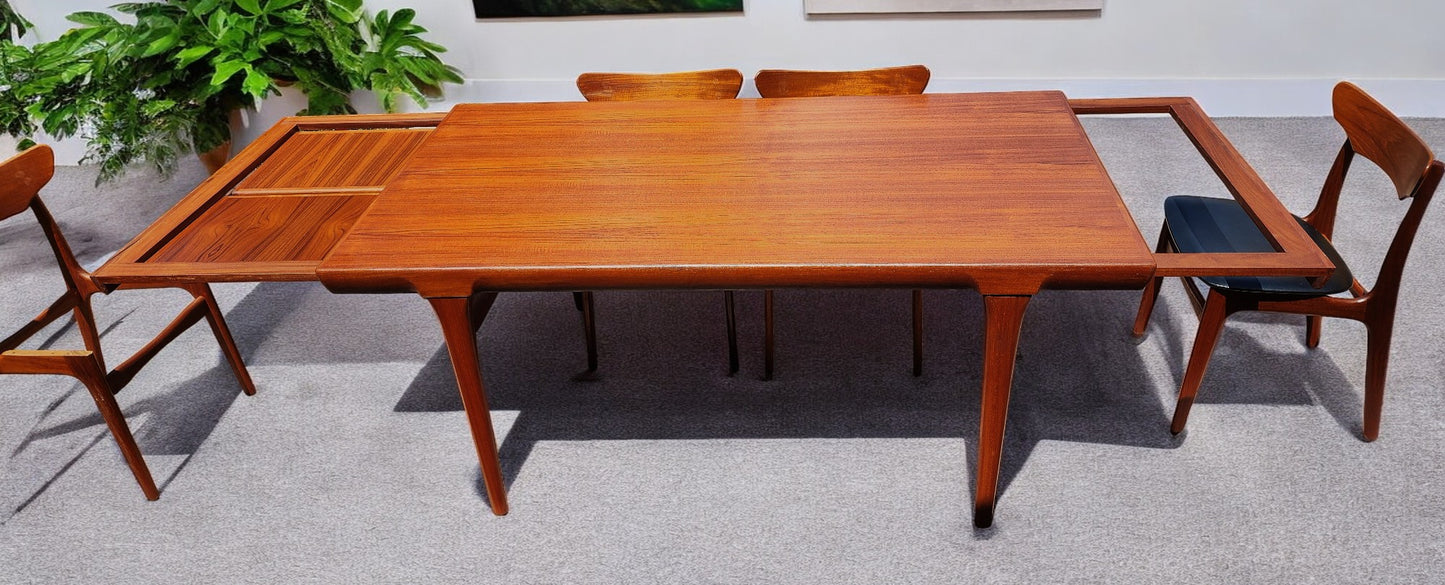 REFINISHED Danish MCM Teak Extension Table by Ib Kofod-Larsen for Faarup 68"- 96"