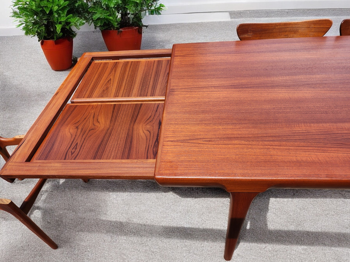 REFINISHED Danish MCM Teak Extension Table by Ib Kofod-Larsen for Faarup 68"- 96"