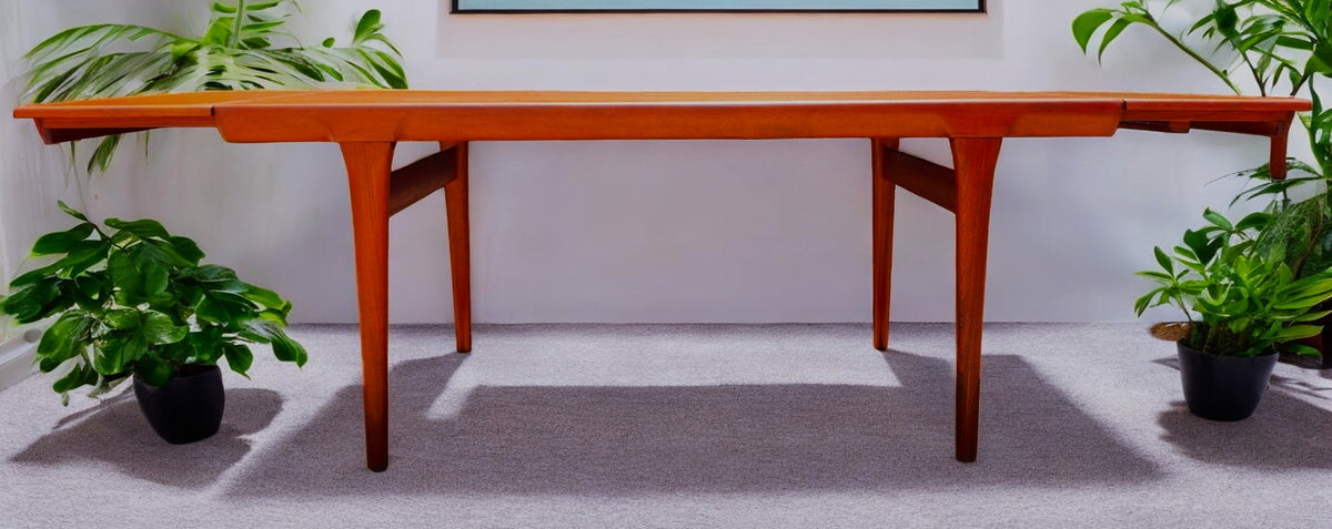 REFINISHED Danish MCM Teak Extension Table by Ib Kofod-Larsen for Faarup 68