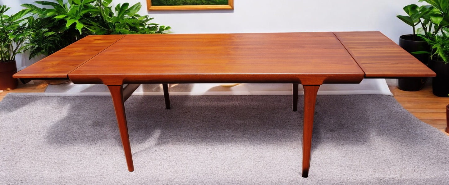 REFINISHED Danish MCM Teak Extension Table by Ib Kofod-Larsen for Faarup 68"- 96"