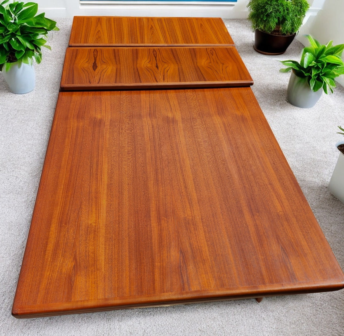 REFINISHED Danish MCM Teak Extension Table by Ib Kofod-Larsen for Faarup 68