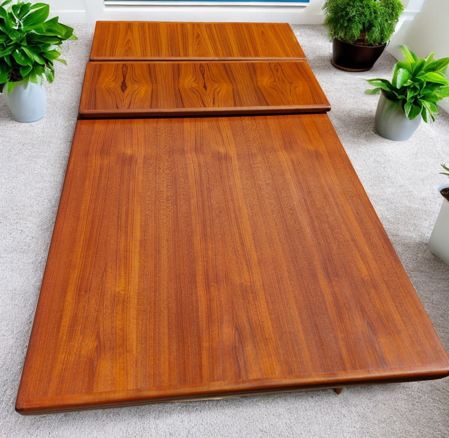 REFINISHED Danish MCM Teak Extension Table by Ib Kofod-Larsen for Faarup 68"- 96"