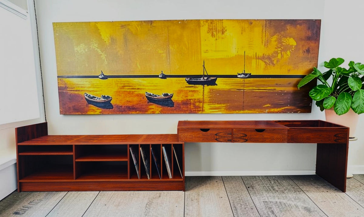 RESTORED Swedish MCM Modular Rosewood Stereo Media Console by T.Kempe