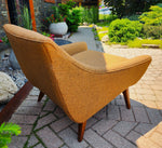 2 REFINISHED REUPHOLSTERED Mid Century Modern Armchairs & Ottoman 15