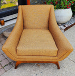 2 REFINISHED REUPHOLSTERED Mid Century Modern Armchairs & Ottoman 8