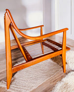 REFINISHED Italian Mid Century Modern Lounge Chair w Wool Mohair Cushions 4