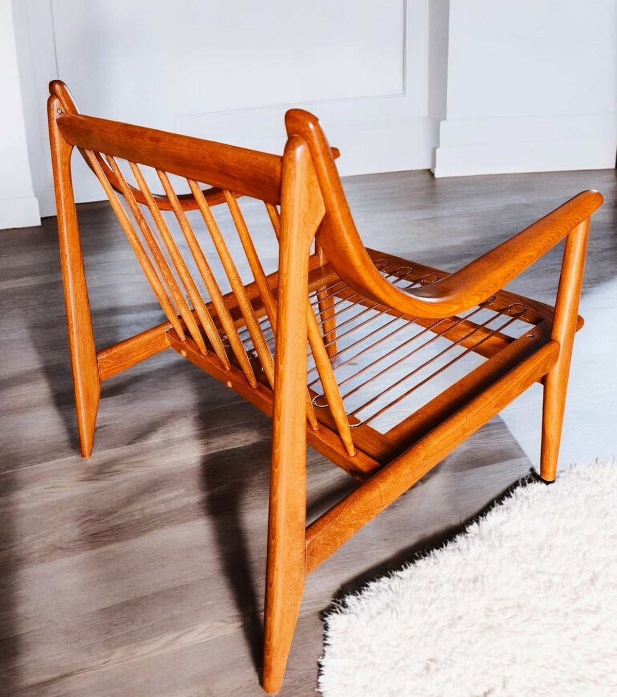 REFINISHED Italian Mid Century Modern Lounge Chair w Wool Mohair Cushions