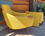 Choose fabric*** REFINISHED Danish Mid Century Modern Lounge Chairs with Teak Paws & Legs, Set of 2 8