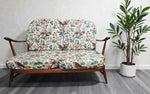 RESTORED Mid Century Modern Elm Loveseat by Ercol, fleur-de-lis 12