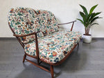 RESTORED Mid Century Modern Elm Loveseat by Ercol, fleur-de-lis 4