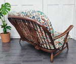 RESTORED Mid Century Modern Elm Loveseat by Ercol, fleur-de-lis 6