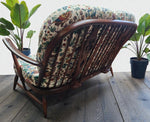 RESTORED Mid Century Modern Elm Loveseat by Ercol, fleur-de-lis 8