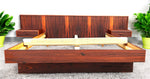 REFINISHED Mid Century Modern Rosewood Queen Bed w Floating Nightstands 5