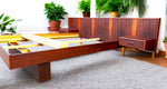 REFINISHED Mid Century Modern Rosewood Queen Bed w Floating Nightstands 4