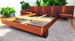 REFINISHED Mid Century Modern Rosewood Queen Bed w Floating Nightstands 1