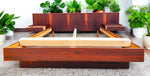 REFINISHED Mid Century Modern Rosewood Queen Bed w Floating Nightstands 2