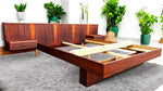 REFINISHED Mid Century Modern Rosewood Queen Bed w Floating Nightstands 3