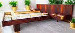 REFINISHED Mid Century Modern Rosewood Queen Bed w Floating Nightstands 6