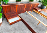 REFINISHED Mid Century Modern Rosewood Queen Bed w Floating Nightstands 7