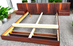 REFINISHED Mid Century Modern Rosewood Queen Bed w Floating Nightstands 8