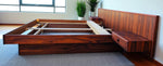 REFINISHED Mid Century Modern Rosewood Queen Bed w Floating Nightstands 2