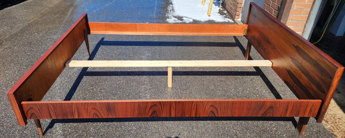 REFINISHED Mid Century Modern Rosewood Bed w Nightstands Queen