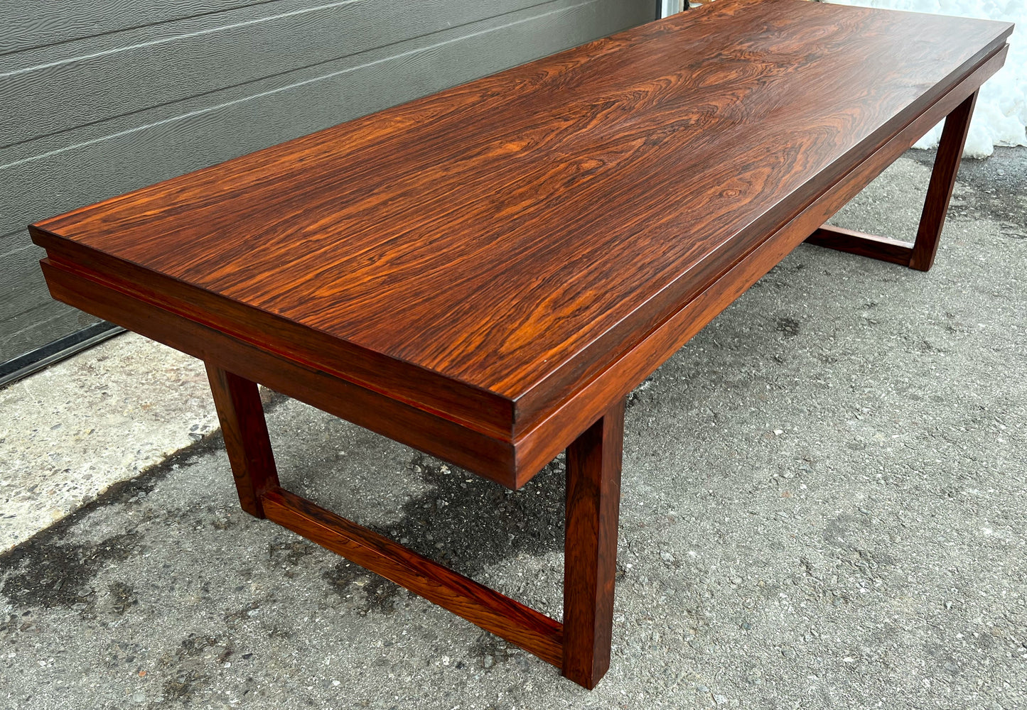 REFINISHED Danish Mid Century Modern Rosewood Coffee Table, Large & Narrow