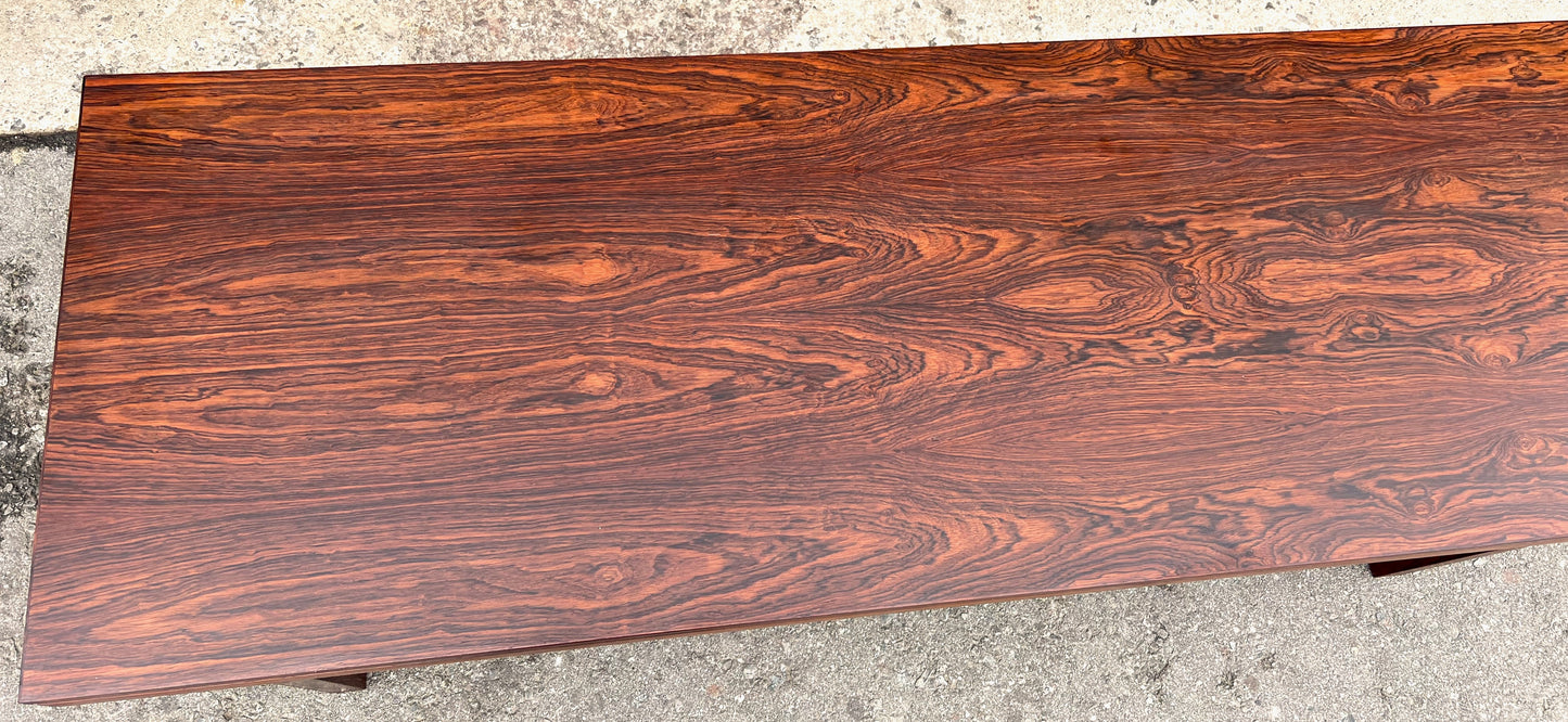 REFINISHED Danish Mid Century Modern Rosewood Coffee Table, Large & Narrow