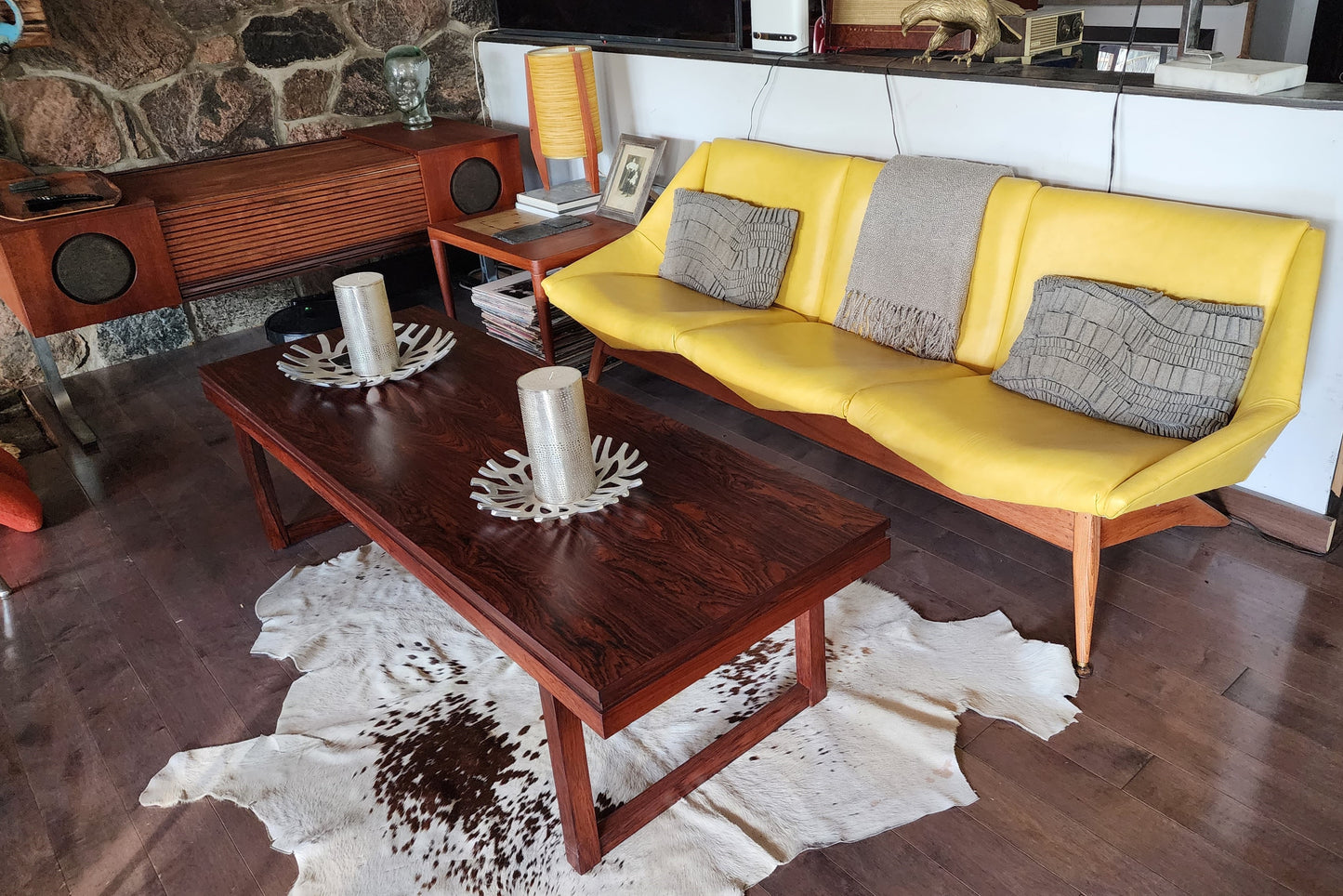 REFINISHED Danish Mid Century Modern Rosewood Coffee Table, Large & Narrow