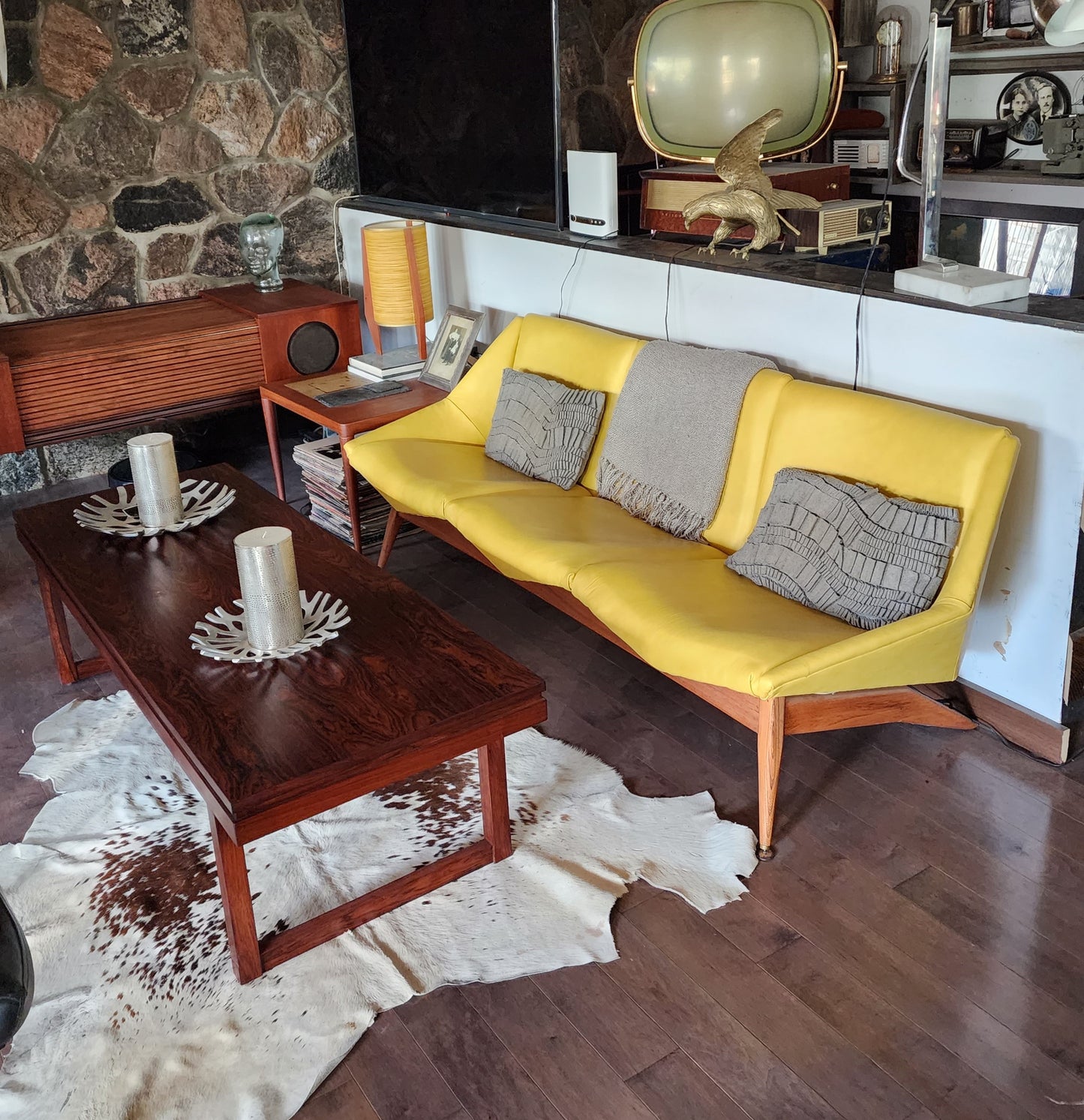 REFINISHED Danish Mid Century Modern Rosewood Coffee Table, Large & Narrow