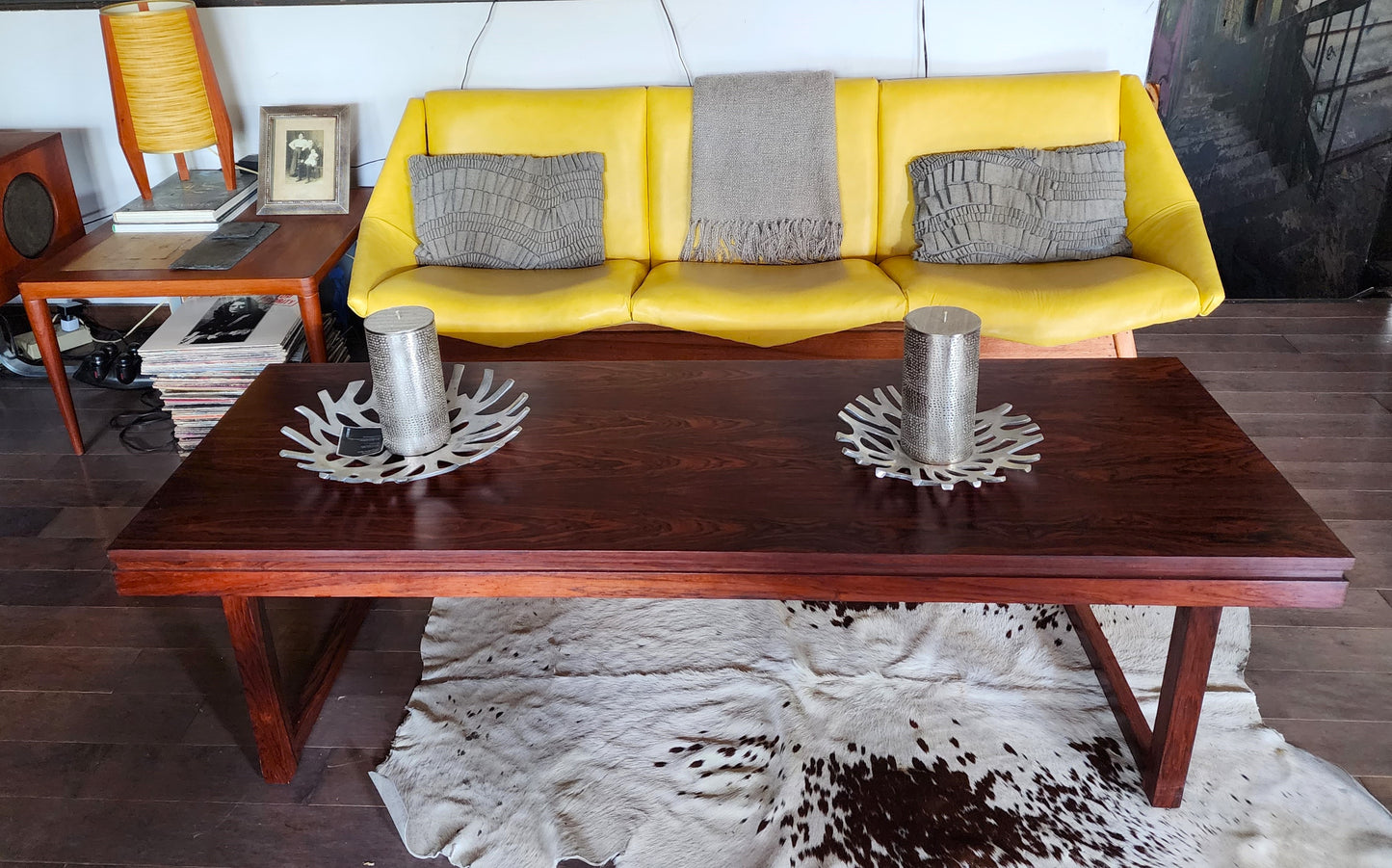 REFINISHED Danish Mid Century Modern Rosewood Coffee Table, Large & Narrow