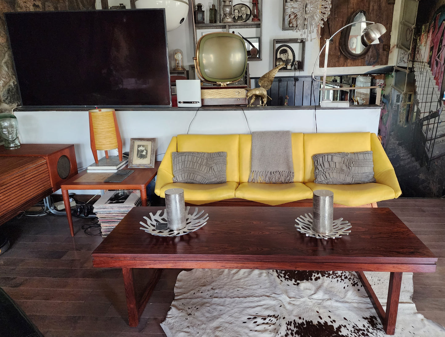 REFINISHED Danish Mid Century Modern Rosewood Coffee Table, Large & Narrow