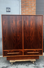 RESTORED Mid Century Modern Rosewood Queen bed w nightstands, dresser & tallboy 9