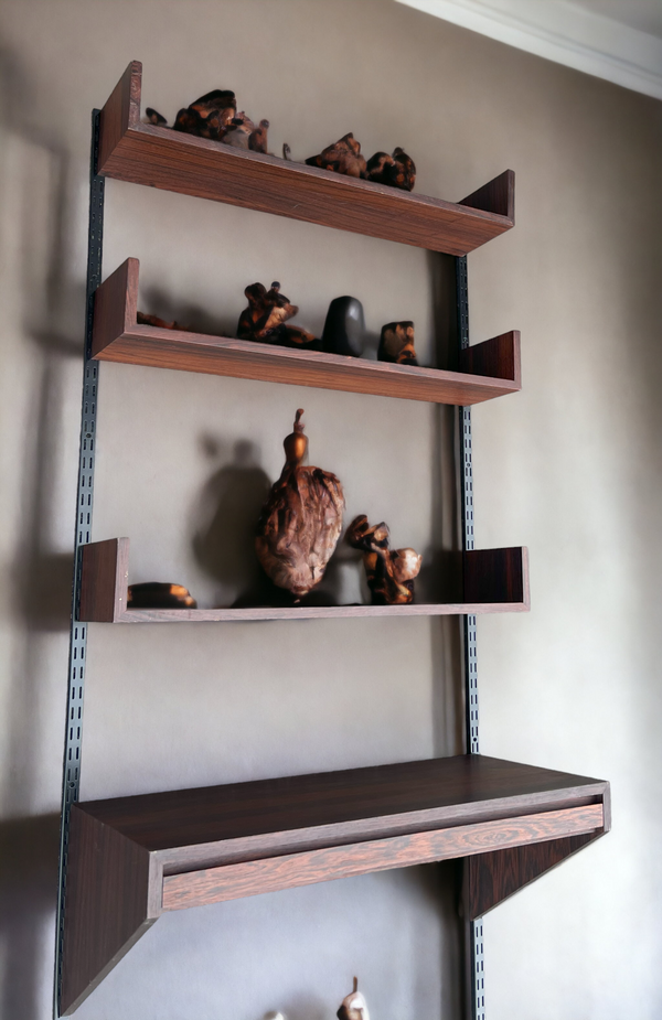 Mid Century Modern Rosewood Modular Wall Unit w Desk