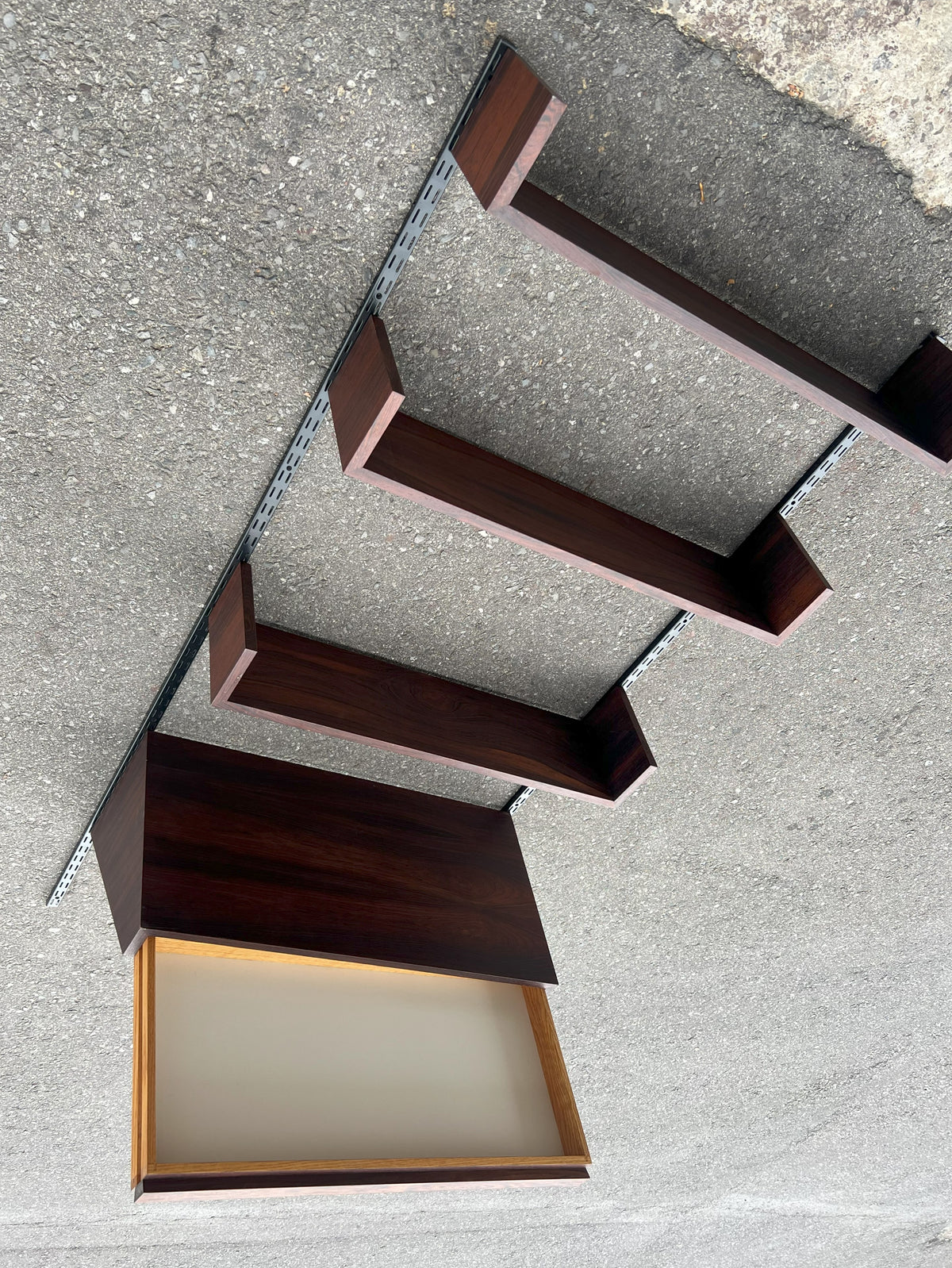 Mid Century Modern Rosewood Modular Wall Unit w Desk
