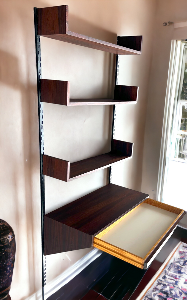 Mid Century Modern Rosewood Modular Wall Unit w Desk