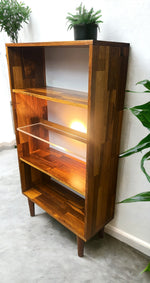 REFINISHED MCM Rosewood Patchwork Cabinet w shelves & lighting 28
