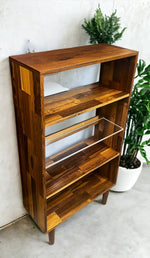 REFINISHED MCM Rosewood Patchwork Cabinet w shelves & lighting 28