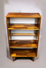 REFINISHED MCM Rosewood Patchwork Cabinet w shelves & lighting 28