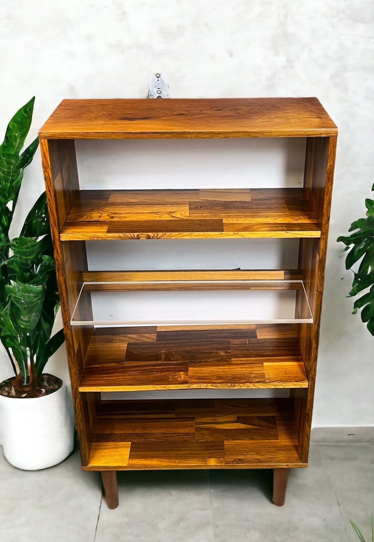 REFINISHED MCM Rosewood Patchwork Cabinet w shelves & lighting 28