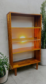 REFINISHED MCM Rosewood Patchwork Cabinet w shelves & lighting 28