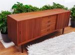REFINISHED Danish Mid Century Modern Teak Sideboard TV Media Console 6ft 2