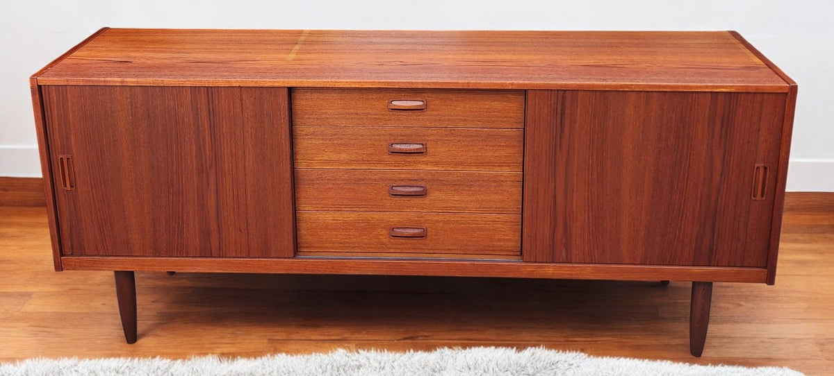 REFINISHED Danish Mid Century Modern Teak Sideboard TV Media Console 6ft